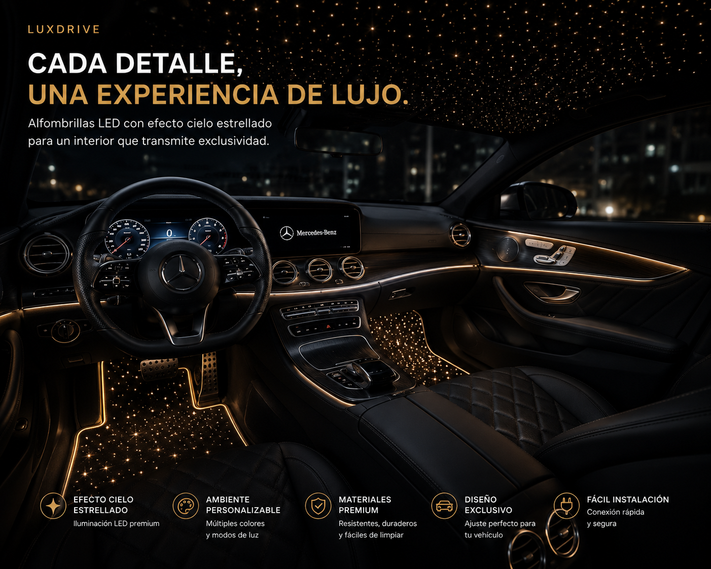 Alfombrillas LED con Fibra Óptica Estelar – Iluminación RGB con App